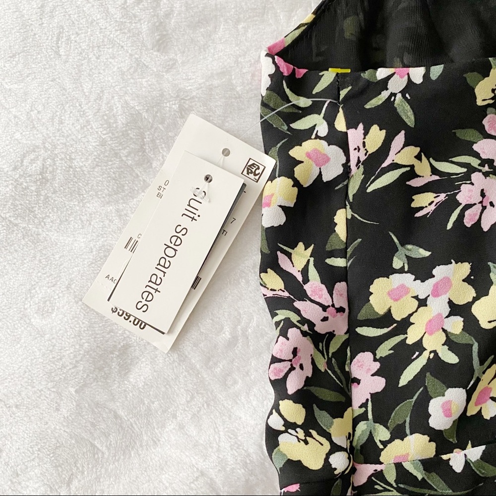 NWT Bar III Floral Cropped Peplum Cut Out Bow Chest Tank Top - Picture 10 of 11